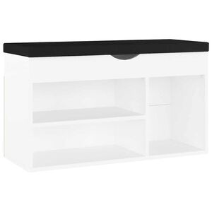 vidaXL jalatsipink padjaga, valge, 80 x 30 x 47 cm, tehispuit