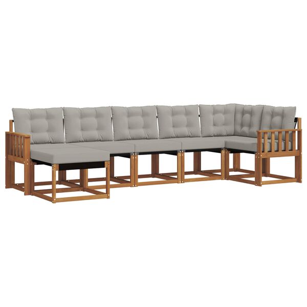 vidaXL V&auml;li diivanikomplekt padjaga 7 pcs Looduslik ja Hele Hall