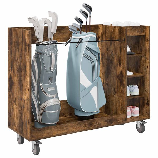 vidaXL Golfikapp rattaga Suitsetatud tamm 120 x 45 x 98 cm