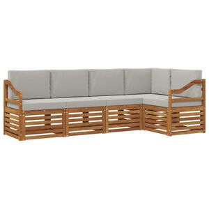 vidaXL Nurgadiivanikomplekt padjaga 5 pcs Looduslik ja Hele Hall
