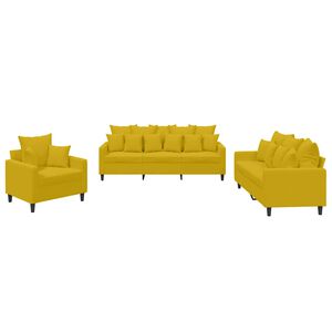 vidaXL 3-osaline diivanikomplekt patjadega, kollane, samet