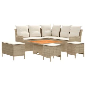 vidaXL M&ouml;&ouml;blisete padjaga 7 pcs Beez ja koor PE rattan
