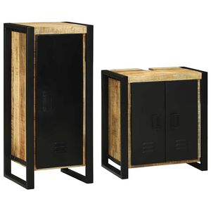 vidaXL Vannitoa m&ouml;&ouml;bleset riiuliga uksega 2 pcs Pruun Tugev Mango Puit