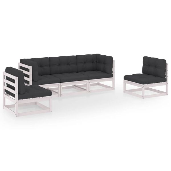 vidaXL 5-osaline aiam&ouml;&ouml;bli komplekt istmepatjadega, toekas m&auml;nnipuit