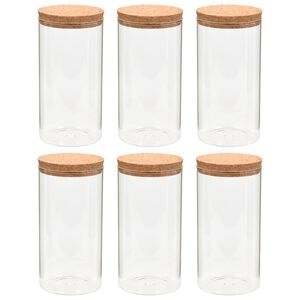 vidaXL korgist kaanega klaasist s&auml;ilituspurgid 6 tk, 1400 ml