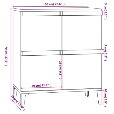 vidaXL puhvetkapp, valge, 60 x 35 x 70 cm, tehispuit