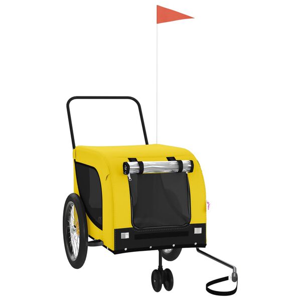 vidaXL lemmiklooma ratta j&auml;relk&auml;ru, kollane ja must, kangas/raud