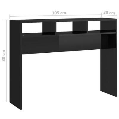 vidaXL konsoollaud, kõrgläikega must, 105x30x80 cm, puitlaastplaat