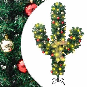 vidaXL j&otilde;uulukaktus aluse ja LED-lampidega roheline 150 cm PVC