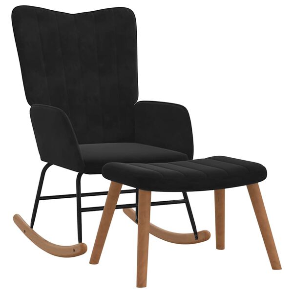 vidaXL kiiktool jalapingiga, must, samet