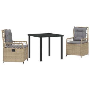 vidaXL Aia s&ouml;&ouml;gilaudade komplekt 3 pcs Beež ja heledhall pol&uuml;rotang
