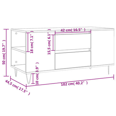 vidaXL kohvilaud, Sonoma tamm, 102x44,5x50 cm, tehispuit