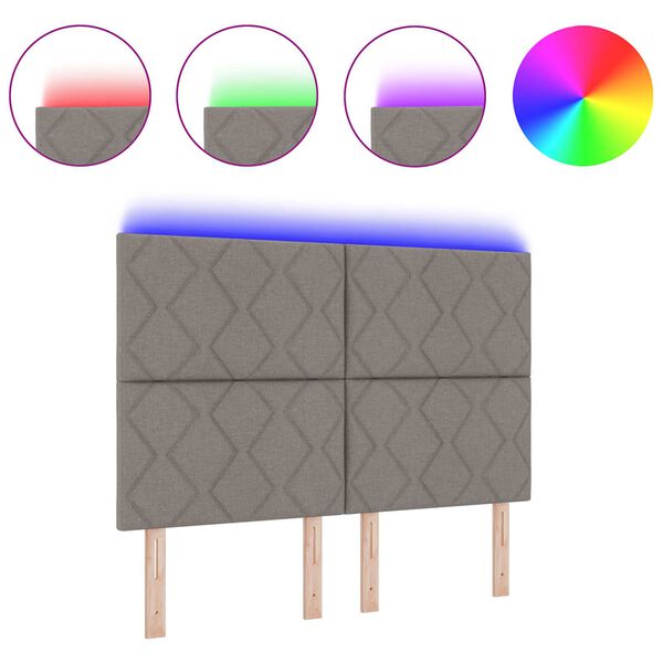 vidaXL Peats LED -ribatuledega peaga Pruunikashall 144 cm kangas