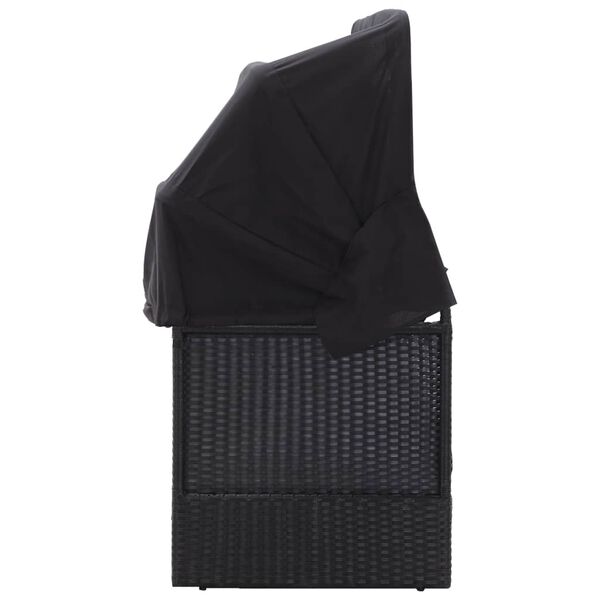 vidaXL aia diivanvoodi varikatusega, polürotang, must