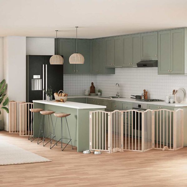 vidaXL kokkupandav koerav&auml;rav uksega, 12 paneeli, 600 cm, paplipuit