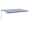 vidaXL automaatne varikatus, LED, tuuleandur, 500x350 cm, sinine/valge