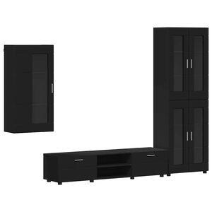 vidaXL Telerikapi komplekt sahtliga uksega FLORIN 3 pcs Must Tehispuit