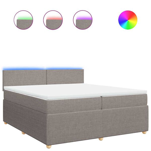 vidaXL kontinentaalvoodi madratsiga, pruunikashall, 200x200 cm, kangas