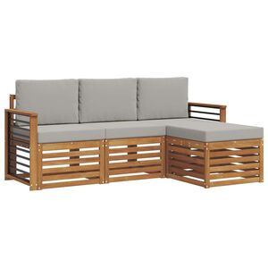 vidaXL V&auml;li diivanikomplekt padjaga 4 pcs Looduslik ja Hele Hall