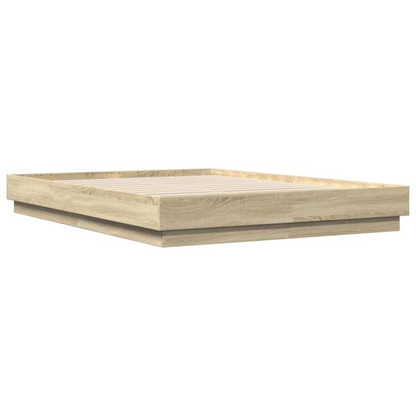 vidaXL voodiraam LED-tuledega, Sonoma tamm, 140 x 200 cm