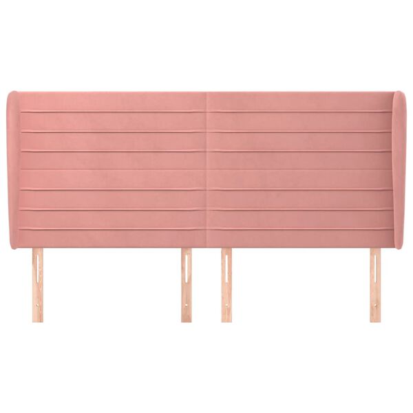 vidaXL voodipeats servadega, roosa, 183x23x118/128 cm, samet