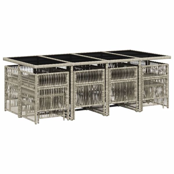 vidaXL 13-osaline aia s&ouml;&ouml;gim&ouml;&ouml;bli komplekt patjadega, hall, pol&uuml;rotang