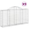 vidaXL kaarekujulised gabioonkorvid 9 tk, 200x30x100/120 cm, raud