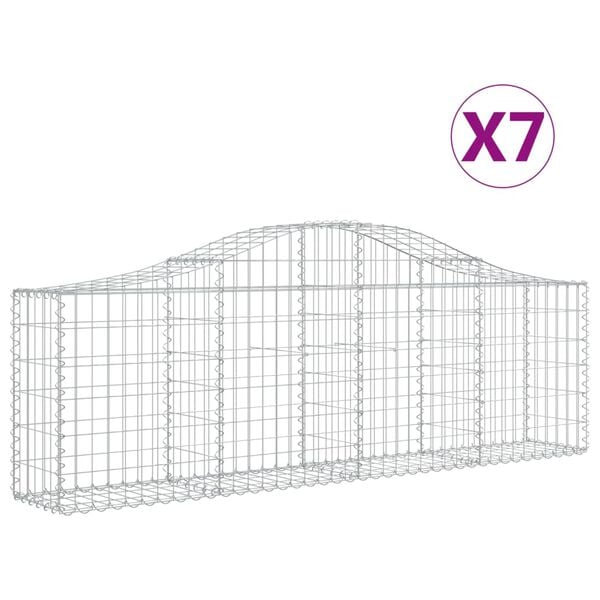 vidaXL kaarekujulised gabioonkorvid 7 tk, 200x30x60/80 cm, raud