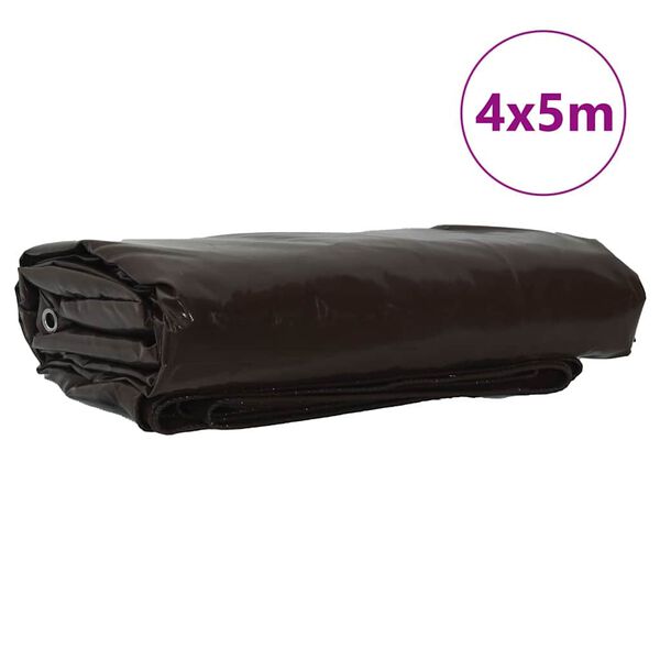 vidaXL Tarpaulin 650g / m&sup2; Pruun 4 x 5 m L&otilde;uend PVC kattega