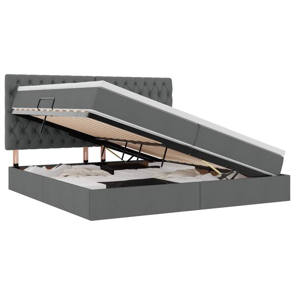 vidaXL LED-valgusega hoiuvoodi peaga Tumehall 200 x 200 cm Pol&uuml;ester