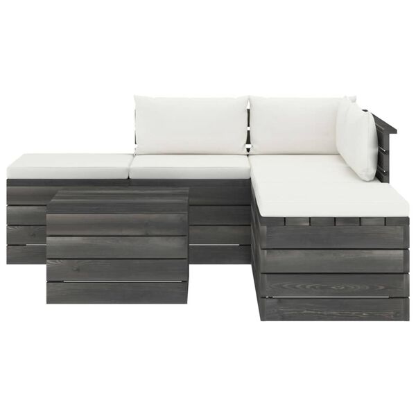 vidaXL 6-osaline kaubaalustest aiam&ouml;&ouml;blikomplekt patjadega, m&auml;nnipuit