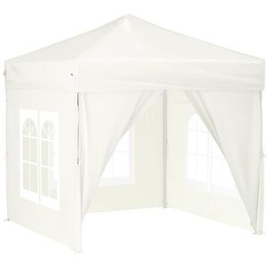 vidaXL kokkupandav peotelk seintega, kreemjas, 2 x 2 m