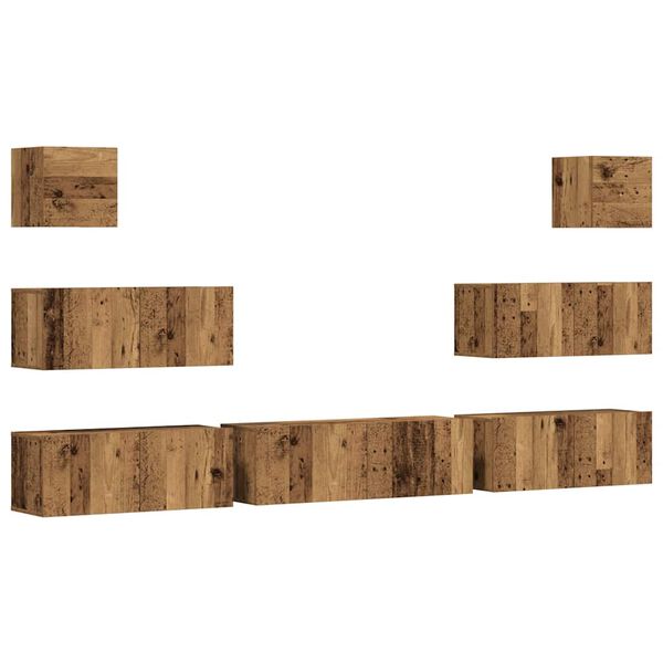 vidaXL 7-osaline telerikapi komplekt Seinale kinnitatav vana puidust