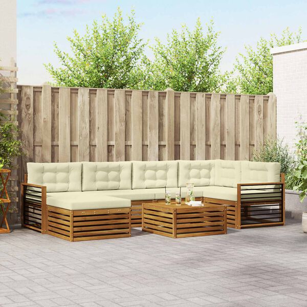 vidaXL V&auml;li diivanikomplekt padjaga 7 pcs Looduslik ja kreem