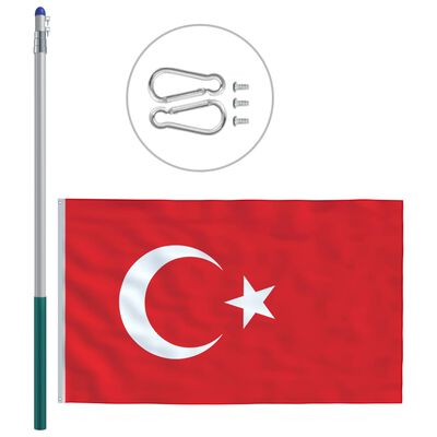 vidaXL Türgi lipp ja lipumast, alumiinium, 6 m