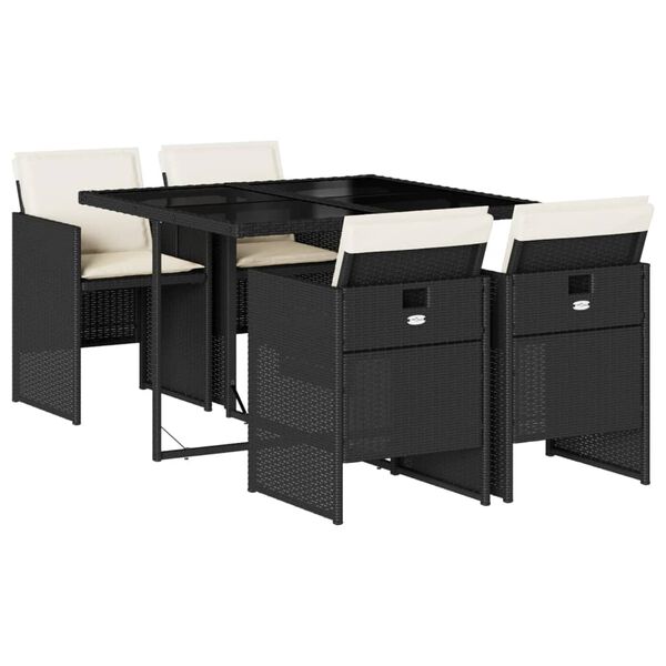 vidaXL 5-osaline aiam&ouml;&ouml;bli komplekt patjadega, must, pol&uuml;rotang