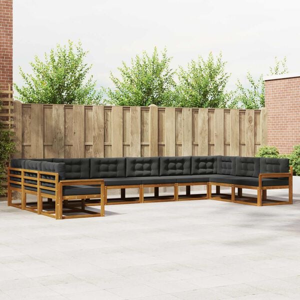 vidaXL V&auml;li diivanikomplekt padjaga 10 pcs Looduslik ja antriit