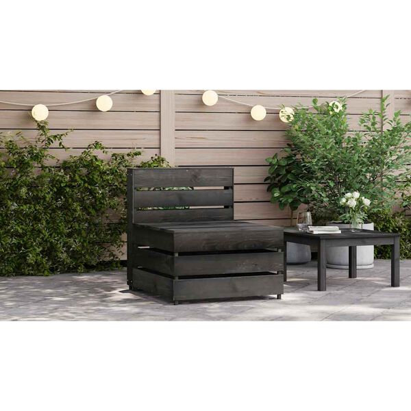 vidaXL kaubaalusest keskmine diivan, hall, immutatud männipuit