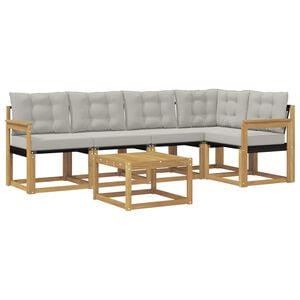 vidaXL V&auml;li diivanikomplekt padjaga 6 pcs Valge ja helehall