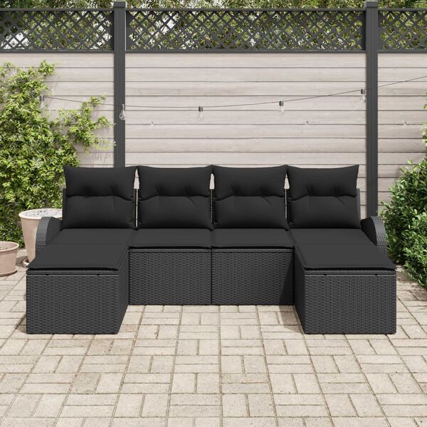 vidaXL Aia Diivanikomplekt padjaga 6 pcs Must Pol&uuml; Rattan
