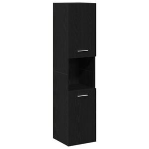 vidaXL Vannitoa kapp riiuliga Must tamm 30 x 30 x 130 cm Tehispuit
