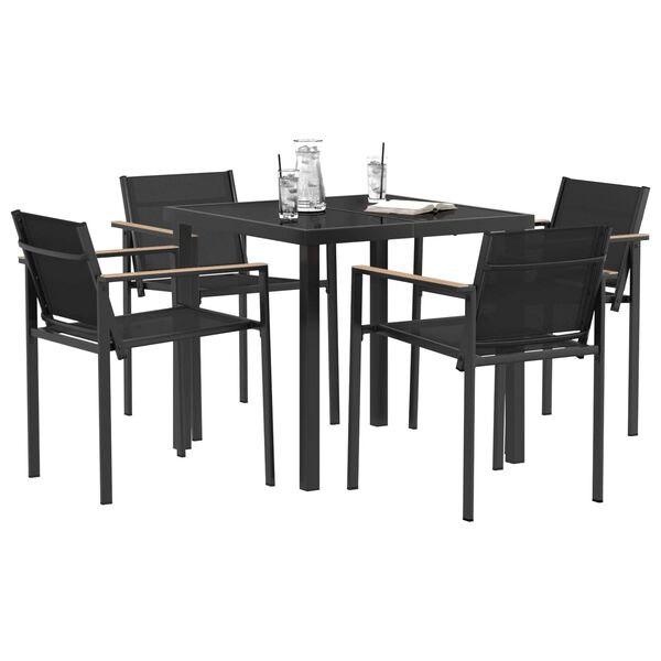vidaXL V&auml;lis m&ouml;&ouml;bli komplekt 5 pcs Must ja Anthracite 80 x 80 x 73 cm