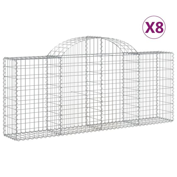vidaXL kaarekujulised gabioonkorvid 8 tk, 200x30x80/100 cm, raud