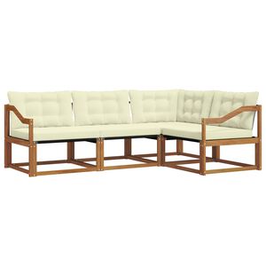 vidaXL V&auml;li diivanikomplekt padjaga 4 pcs Looduslik ja kreem