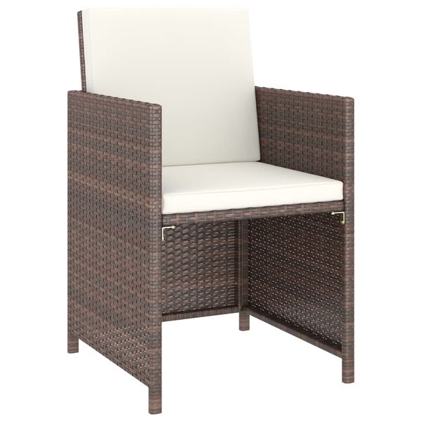 vidaXL 6-osaline aiamööblikomplekt patjadega, polürotang, pruun