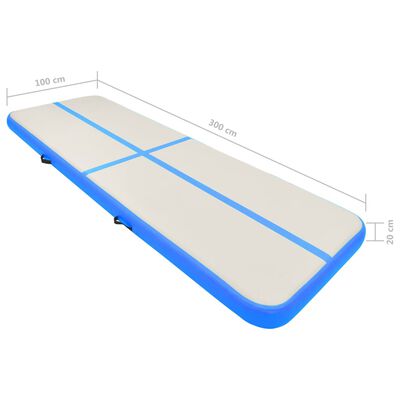 vidaXL täispumbatav võimlemismatt pumbaga 300x100x20 cm PVC sinine