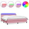 vidaXL kontinentaalvoodi madrats ja LED, roosa, 180x220 cm, samet