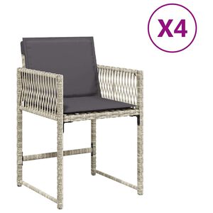 vidaXL aiatoolid patjadega 4 tk, helehall, pol&uuml;rotang