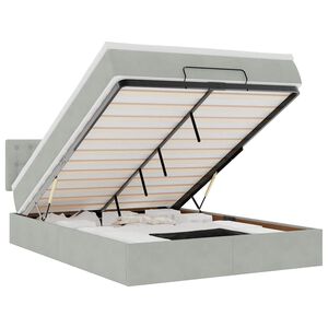 vidaXL ottomani voodi madratsiga ja LED, helehall, 140x200 cm, samet