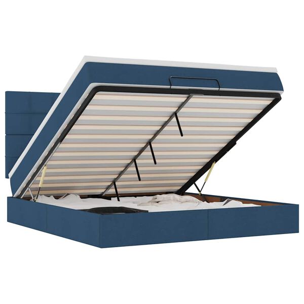 vidaXL Ottomani voodiraam madratsiga, sinine, 160x200 cm, kangas